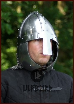 Spangenhelm mit Wangenklappen und Brünne, Gr. M Schaukampf