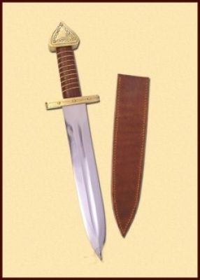 Wikinger Dolch mit brauner Lederscheide