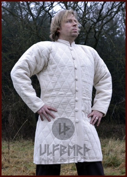 Langer Gambeson mit Knöpfen, naturfarben