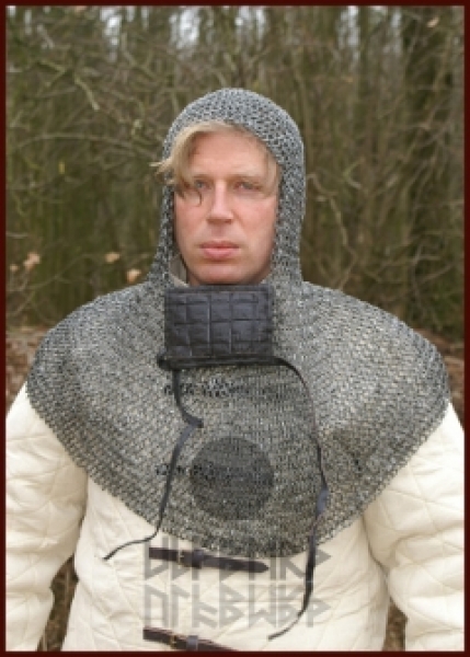 RRR Chain mail coif with square ventail, ID8mm, natural finish